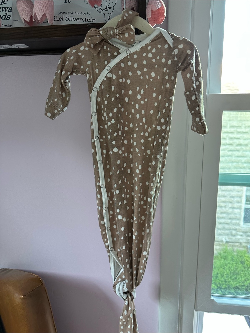 Copper Pearl Knotted Gown & Bow - Fawn